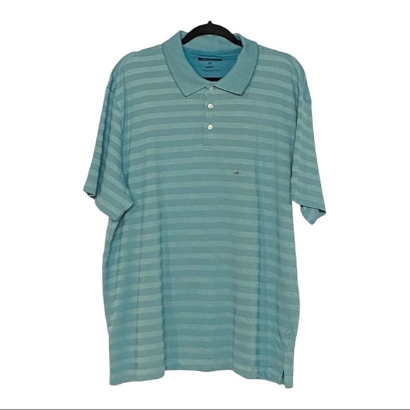NEW Van Heusen Mens Slim Fit Stripe Golf Polo Shirt SZ XXL Green Breathable - Picture 1 of 8
